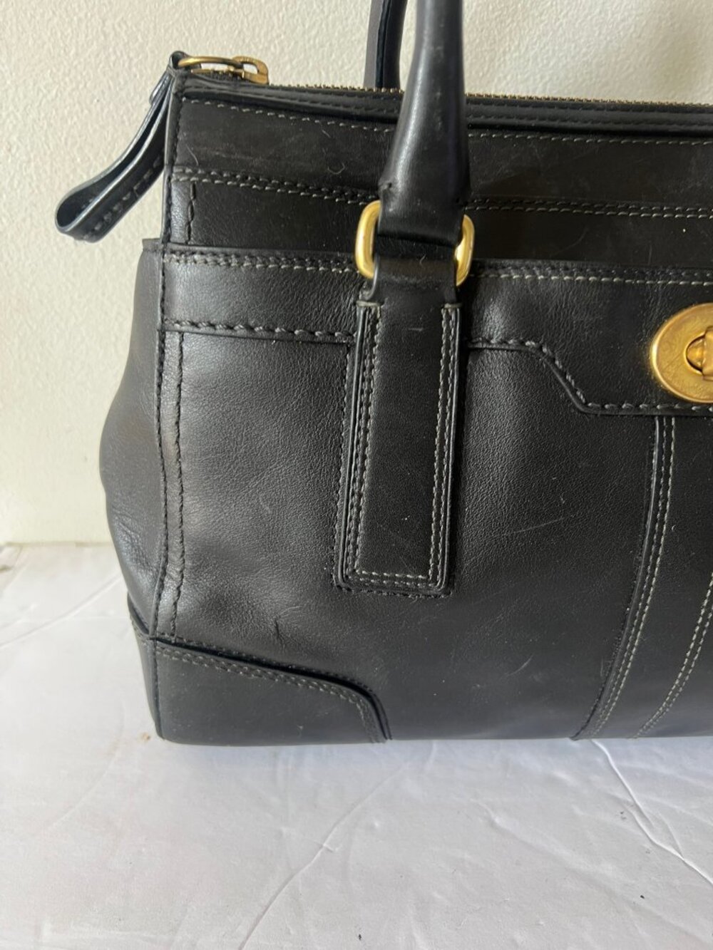 COACH Y2K VINTAGE HAMPTON LEATHER TURNLOCK SATCHEL BAG - Picture 2 of 11